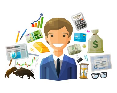 bank, stock exchange, business vector logo design template. money, broker, brokerage, stockbroker or businessman icon. flat illustration
