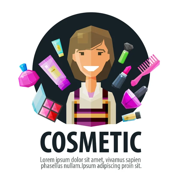 Kosmetický salon, kosmetické vektorové logo šablonu návrhu. ikona make-up nebo kosmetika. plochý ilustrace — Stockový vektor