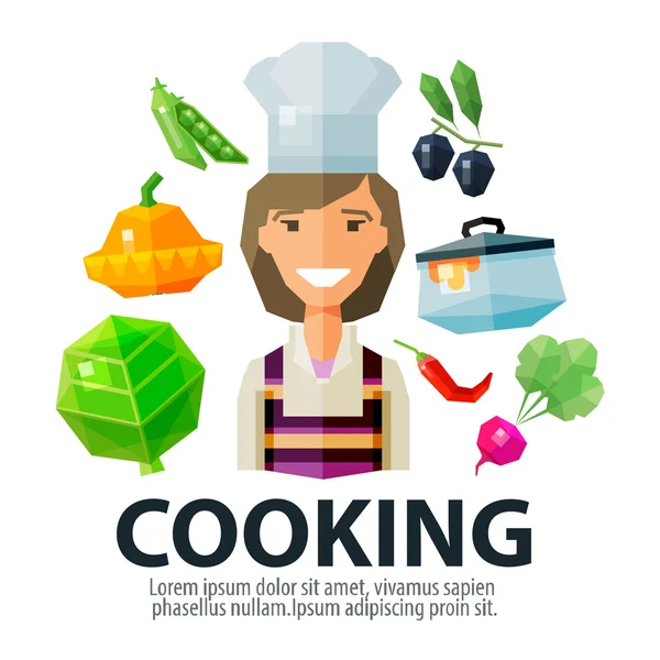 Cocina vector logotipo diseño plantilla. icono de cocina o ama de casa — Vector de stock