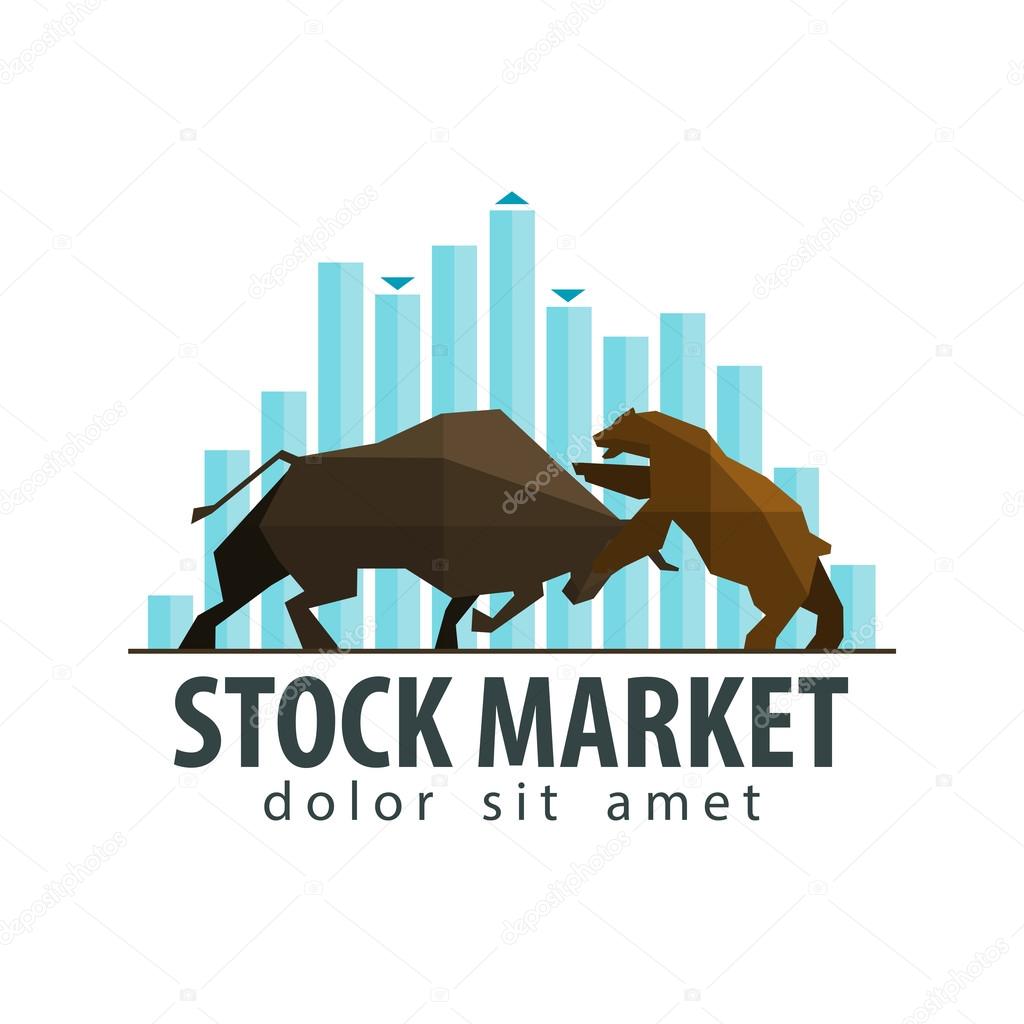 stock market, business vector logo design template. money, banking or bull and bear icon. flat illustration