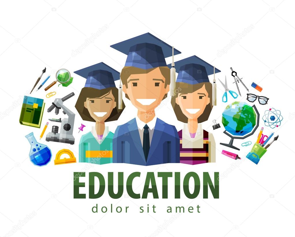 Happy students in caps graduates. vector. flat illustration