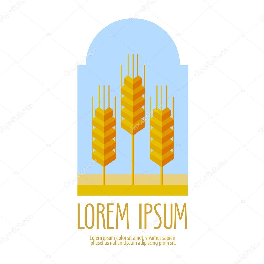 bread, wheat vector logo design template. farm or harvest icon. flat illustration