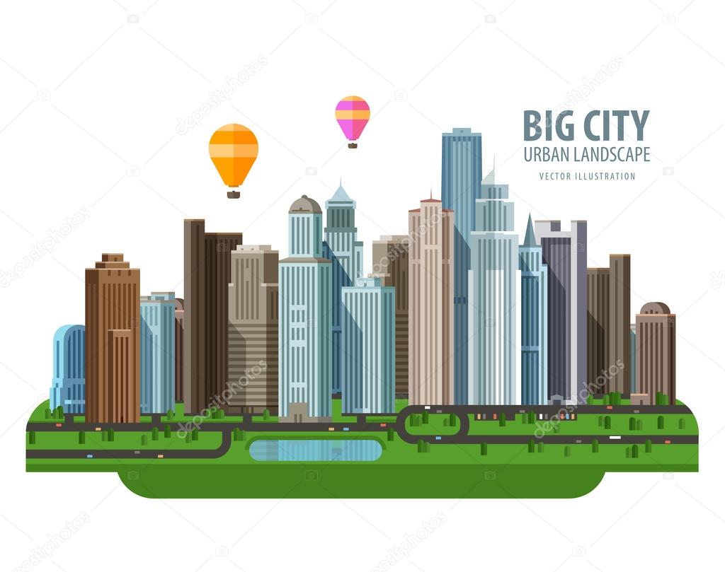 Big city vector logo design template. Construction, building or real estate icon.