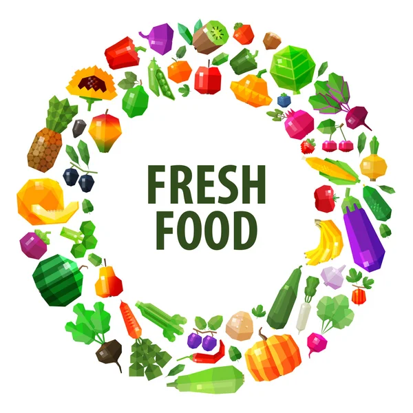 Modelo de design de logotipo do vetor de alimentos frescos. frutas e legumes ou jardinagem, ícone da horticultura — Vetor de Stock