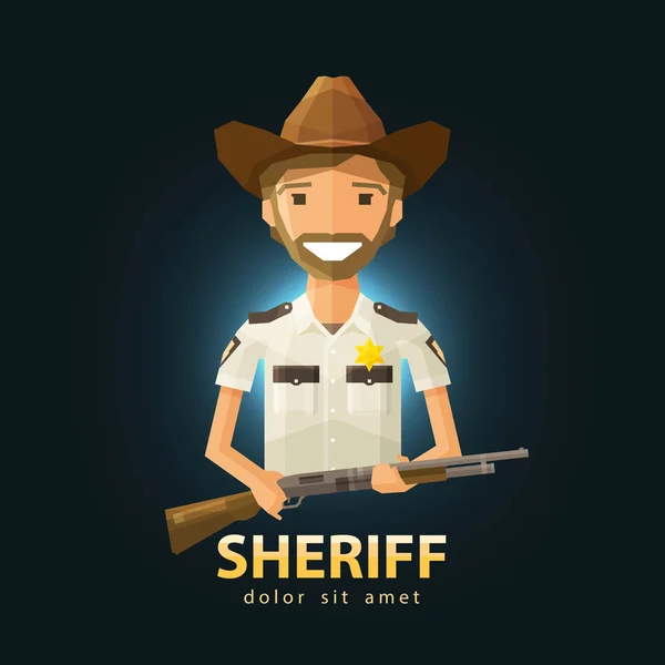 Xerife modelo de design logotipo vetor. polícia, LAPD ou lei, ícone da polícia — Vetor de Stock
