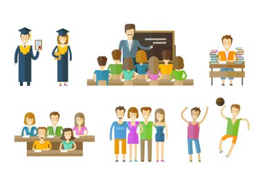 öğrenme, okul, okul vektör logo tasarım şablonu. okul, seminer veya eğitim simgeler