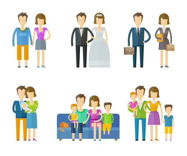 Personas, plantilla de diseño de logotipo de vector popular. iconos de boda, familia, nupcial o niños — Vector de stock