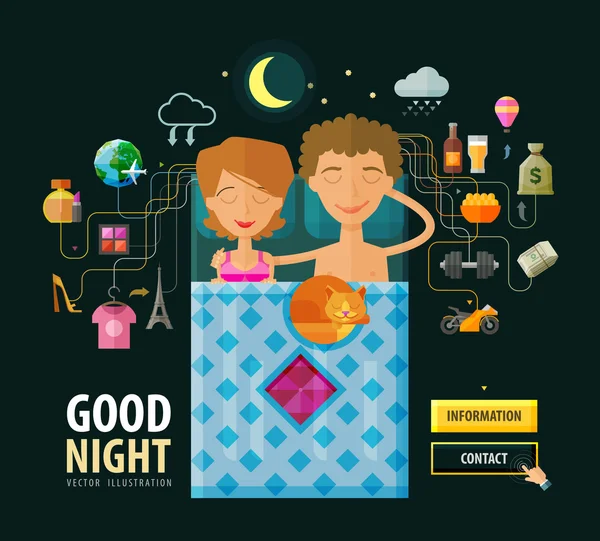 Plantilla de diseño de logotipo de Good Night vector. Iconos de sueño, visión o sueño — Vector de stock