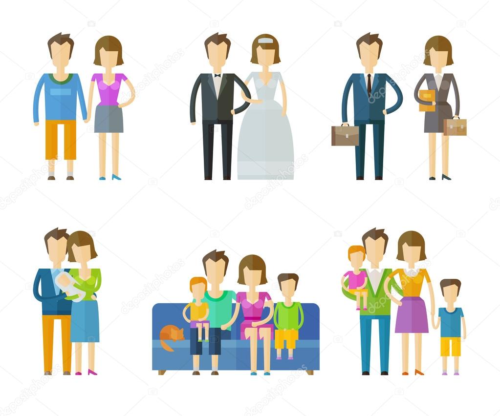 People set color icons on white background. vector illustration