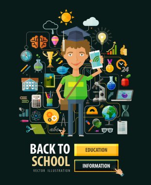 okul vektör logo tasarım şablonu. Eğitim ve bilim simgeler