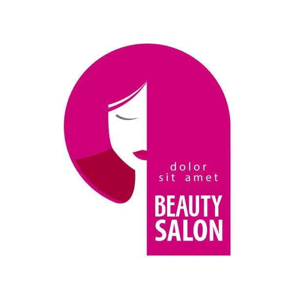 Modelo de design de logotipo de vetor de salão de beleza. Menina, mulher ou cabelo, ícone da barbearia — Vetor de Stock