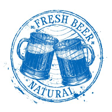 fresh beer vector logo design template. Shabby stamp or pub, ale, brewery icon