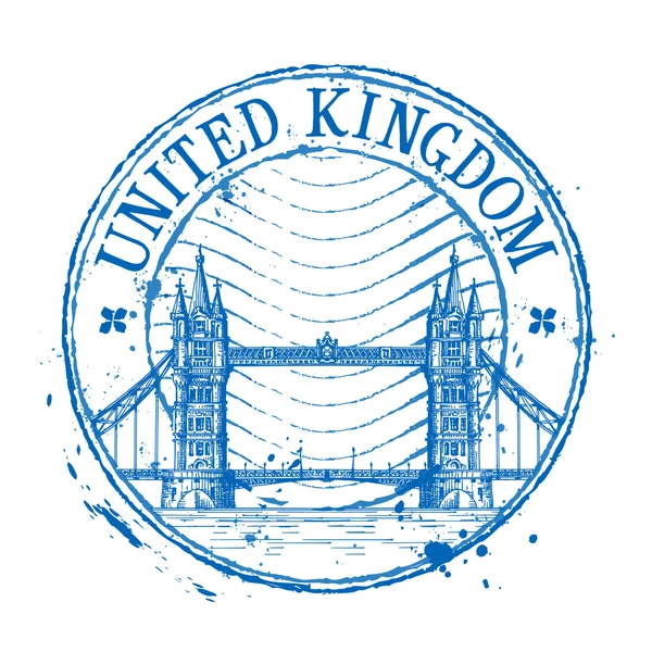 United Kingdom vector logo design template. Shabby stamp or England, London icon — ストックベクタ