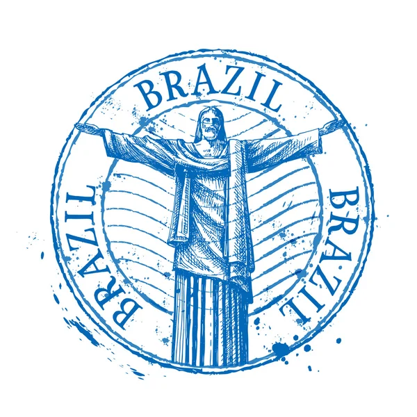 Brazil vector logo design template. Shabby stamp or monument, landmark icon — Διανυσματικό Αρχείο