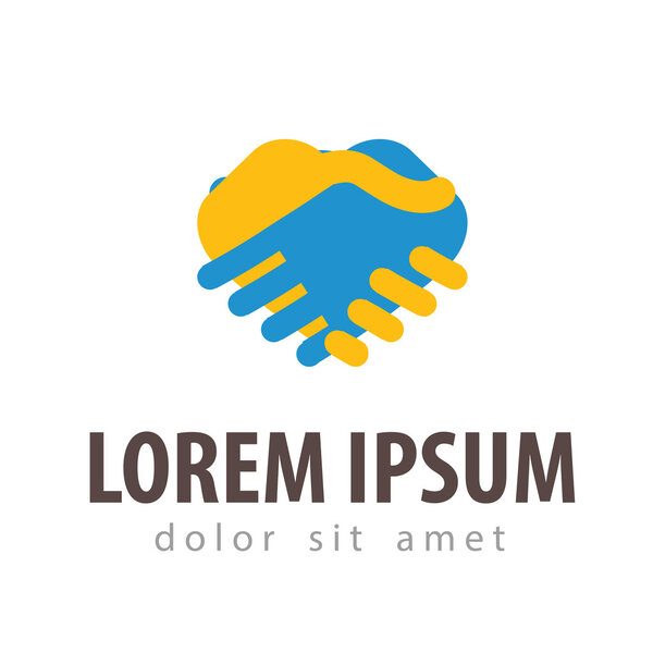дизайн векторного логотипа рукопожатия. Икона бизнеса или партнерства
