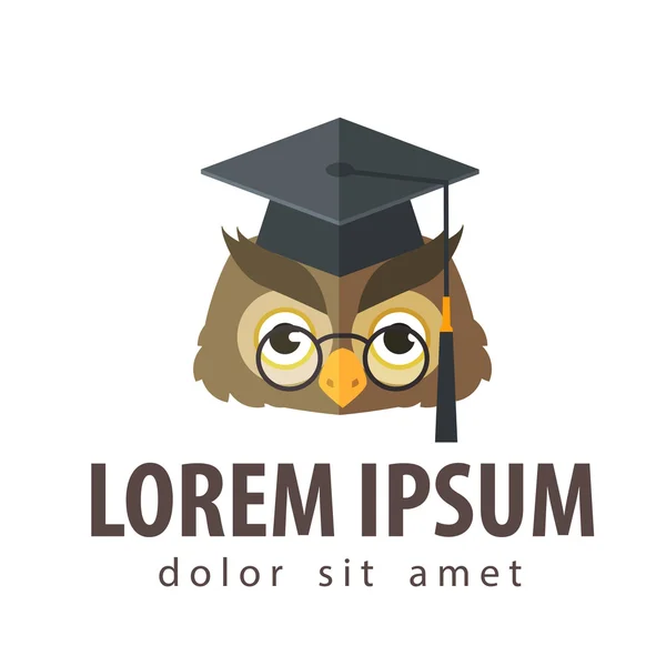 Escola, faculdade, modelo de design de logotipo vetor universitário. educação, escolaridade ou ícone de coruja — Vetor de Stock