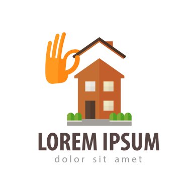 İnşaat, vektör logo tasarım şablonu oluşturma. Villa, townhouse, yazlık veya ev simgesini