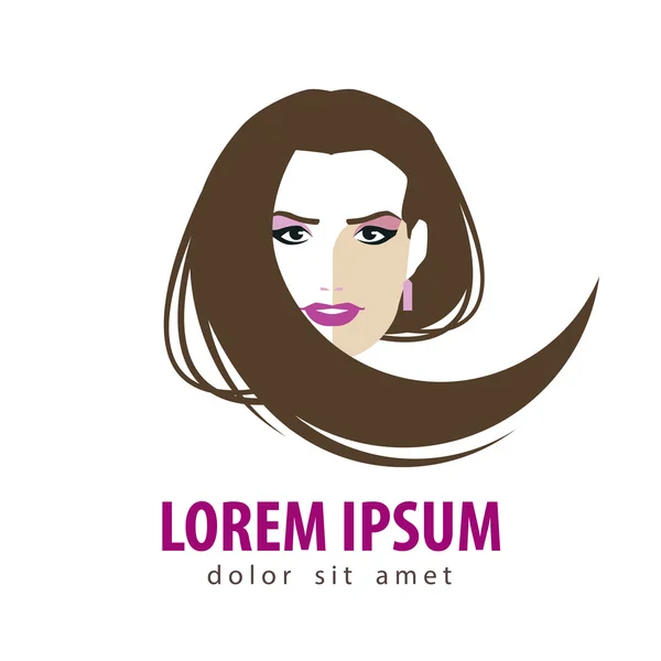 Mooi meisje vector logo ontwerpsjabloon. Beauty salon of vrouw, Dame pictogram — Stockvector