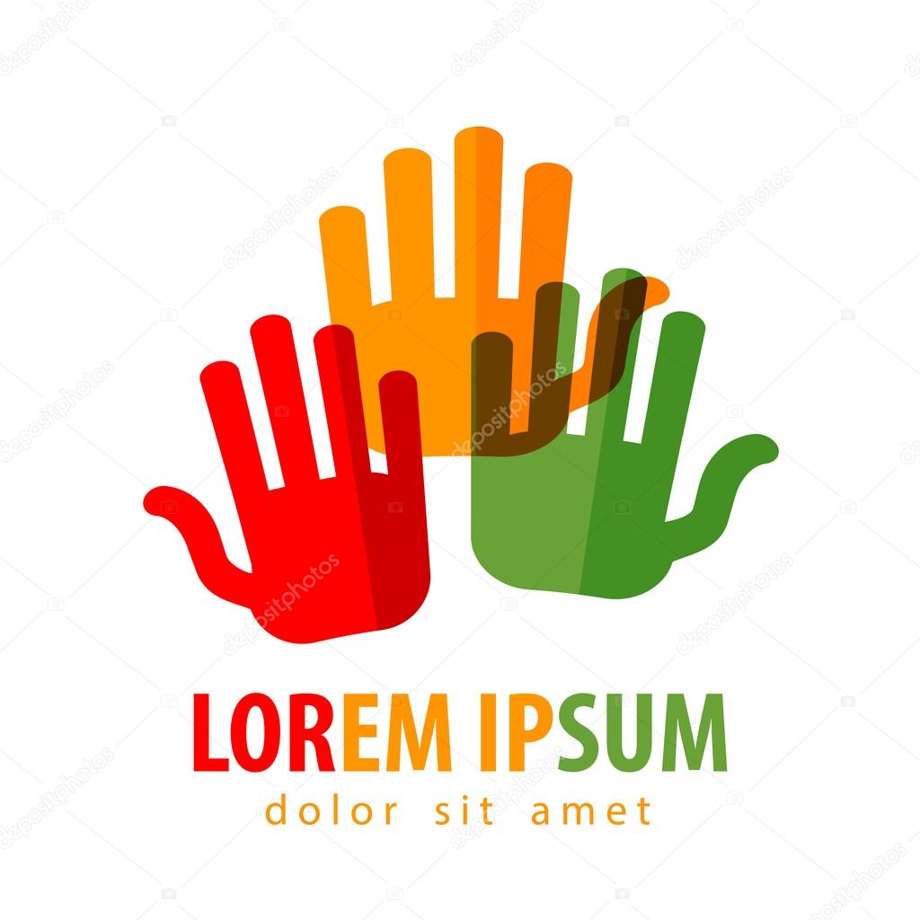 Colored hands on a white background. vector illustration