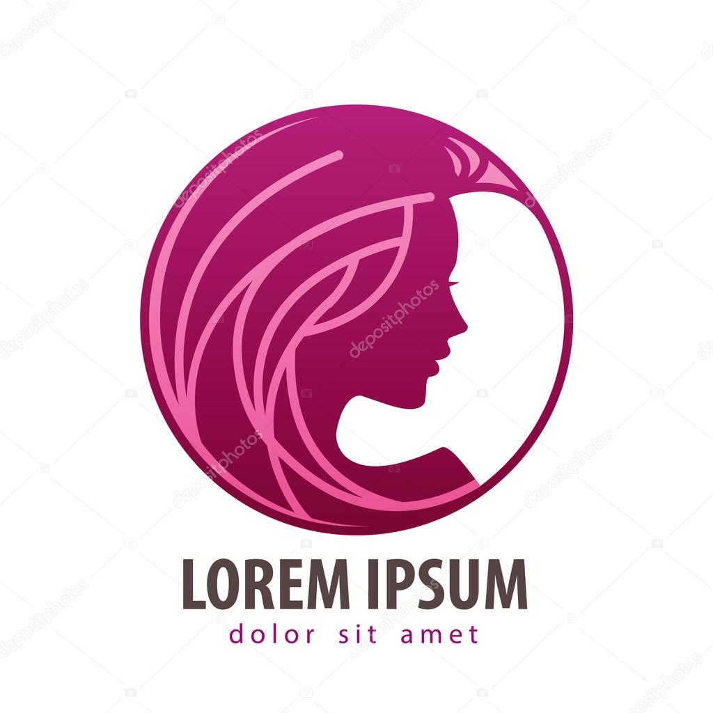 Profile of beautiful girl in the circle on white background