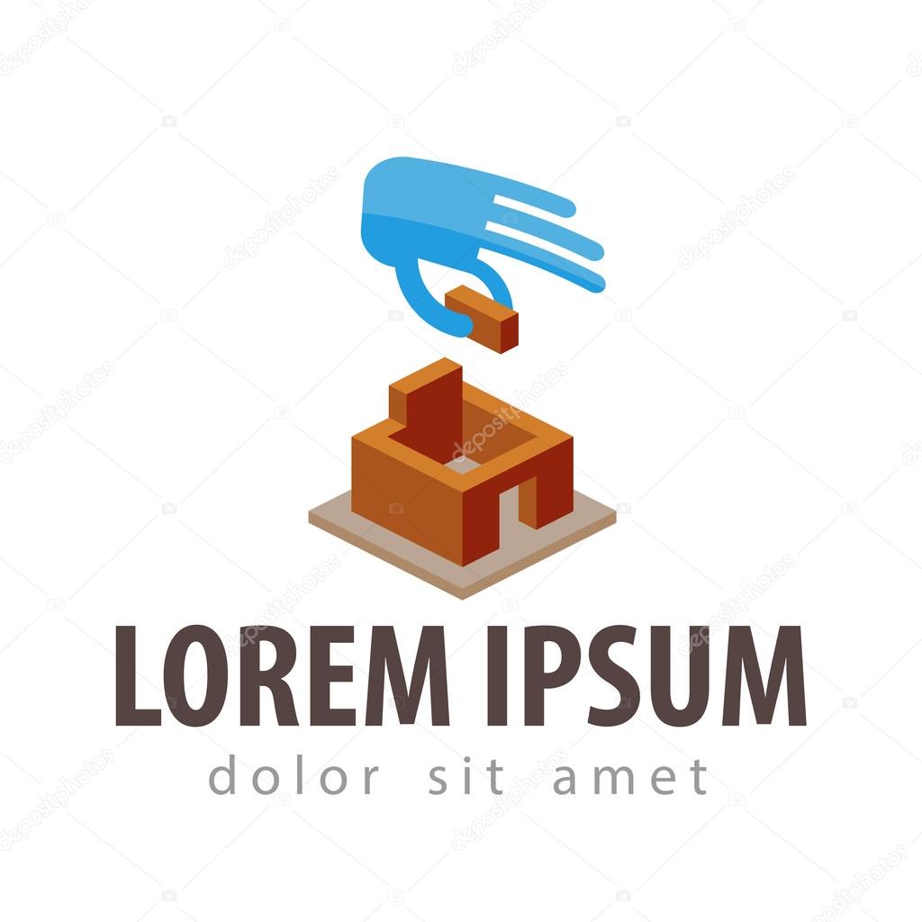 House and hand on a white background. vector illustration