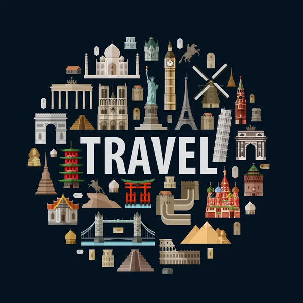 Travel. historic architecture of the world — Stock Vector
