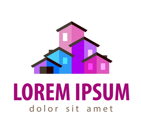 Șablon de design logo vectorial casa. construcție sau pictogramă oraș — Vector de stoc