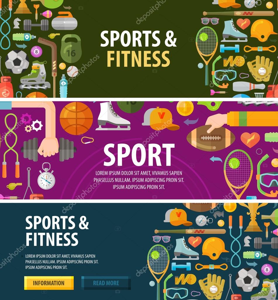 Sports and fitness on a dark background. vector illustration