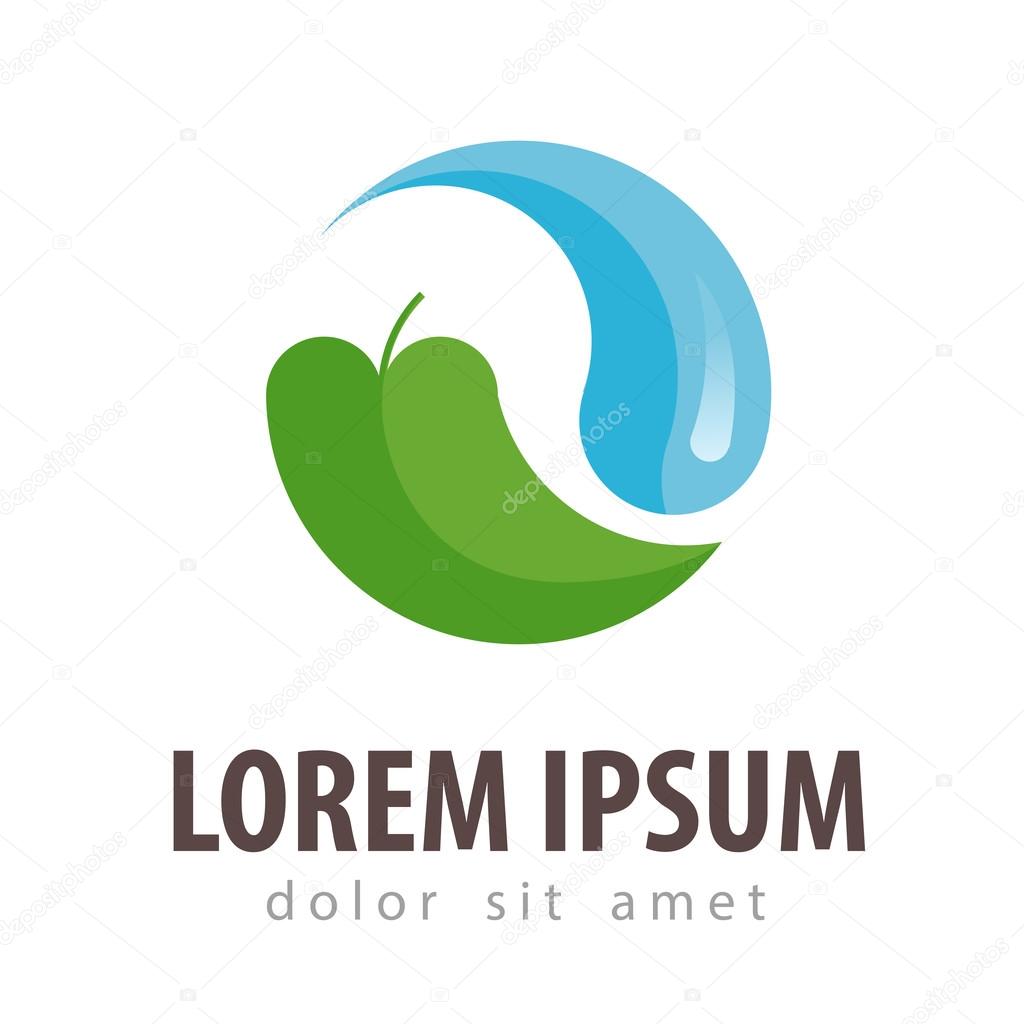 Water drop and leaf on white background. vector illustration