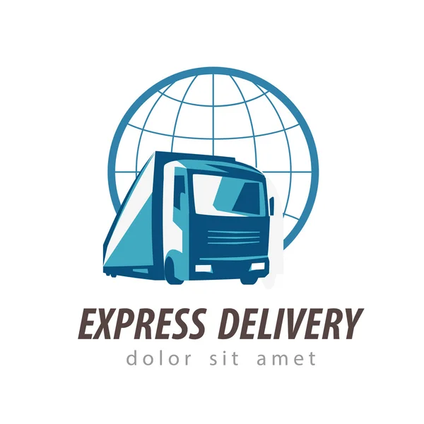 Templat desain logo vektor pengiriman. ikon transportasi atau truk - Stok Vektor