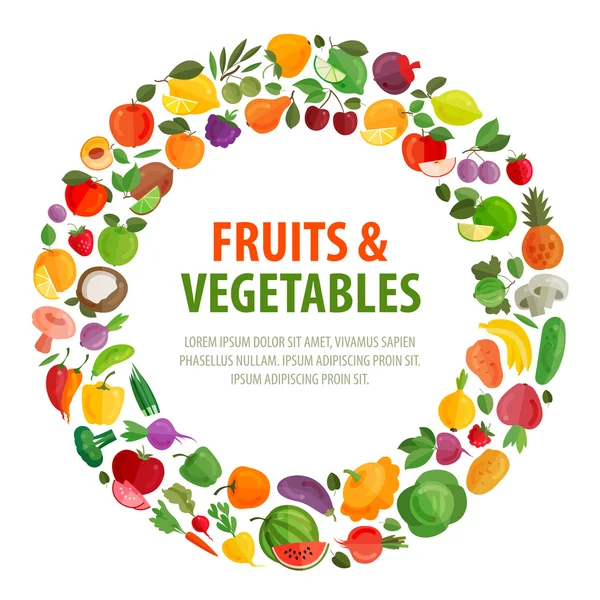 Gıda vektör logo tasarım şablonu. meyve ve sebze simgeler