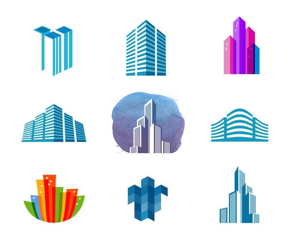 Plantilla de diseño de logotipo de vector casa. icono de ciudad o edificio — Vector de stock