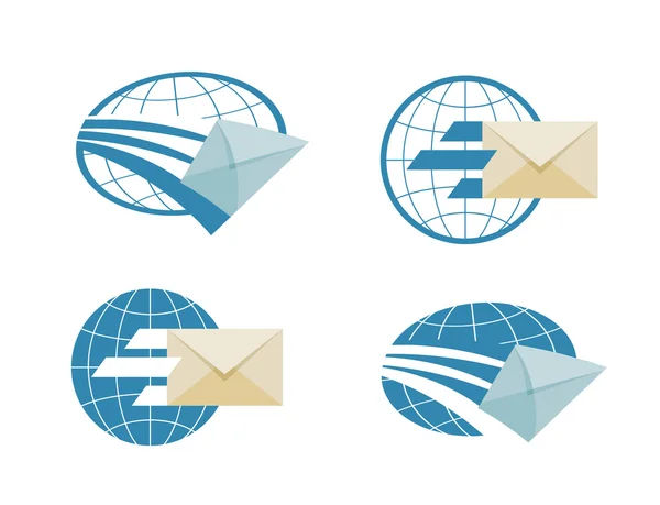 邮件矢量 logo 设计模板。电子邮件或邮件的图标 — 图库矢量图片