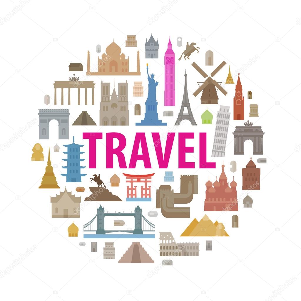vacation, travel icons set
