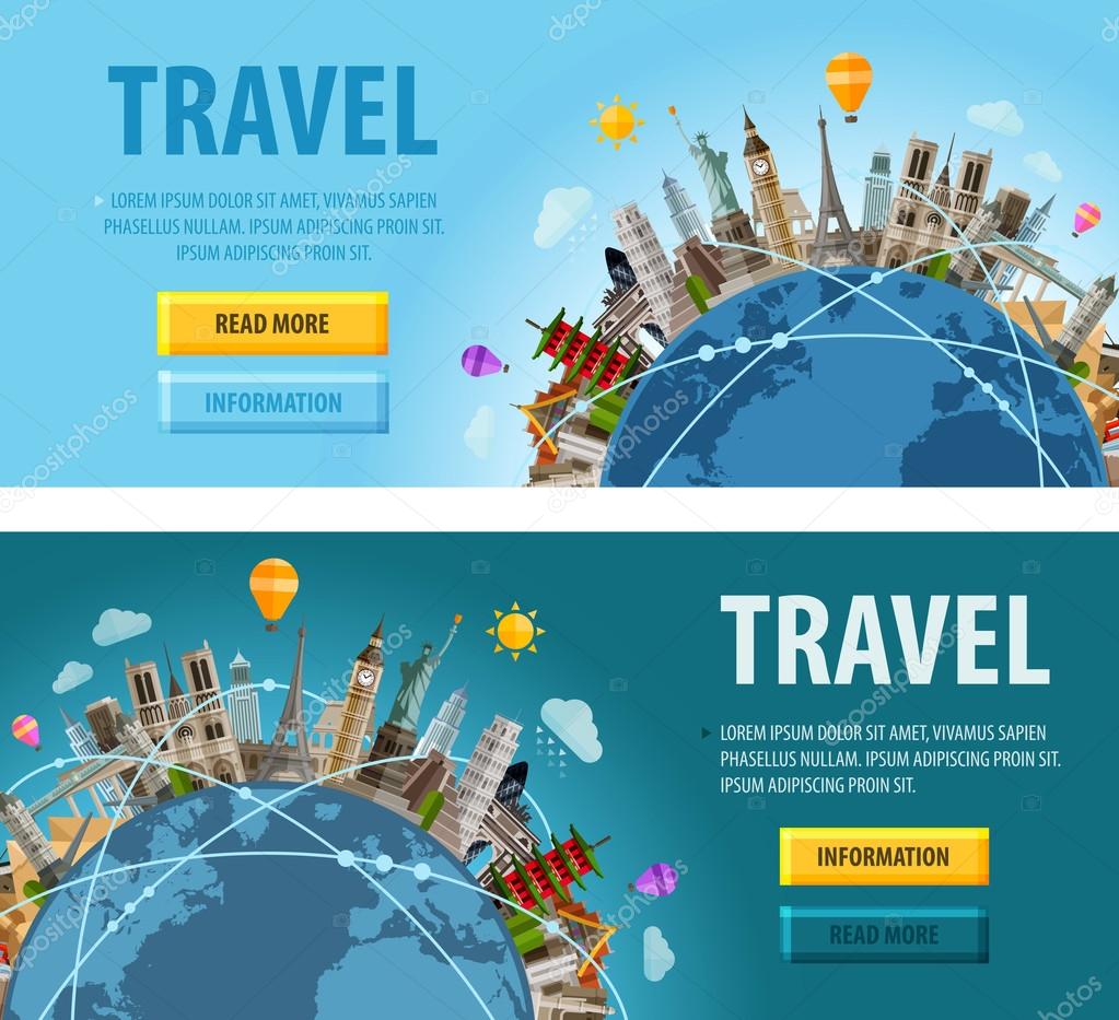 Historic architecture on the world map. vector illustration