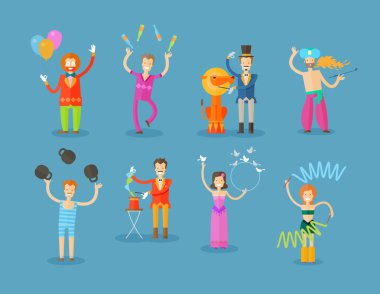 sirk vektör logo tasarım şablonu. Palyaço veya sihirbaz simgesi