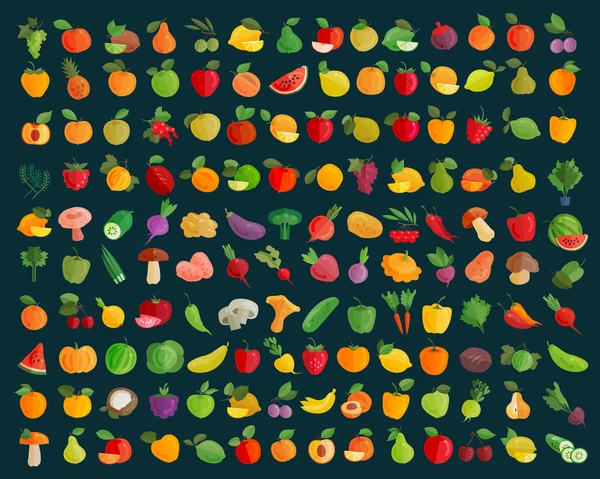 Plantilla de diseño de logotipo de vectores de frutas y verduras. iconos de granja o cosecha — Vector de stock