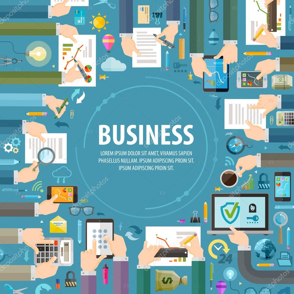 Business people in the office on a white background. vector illustration