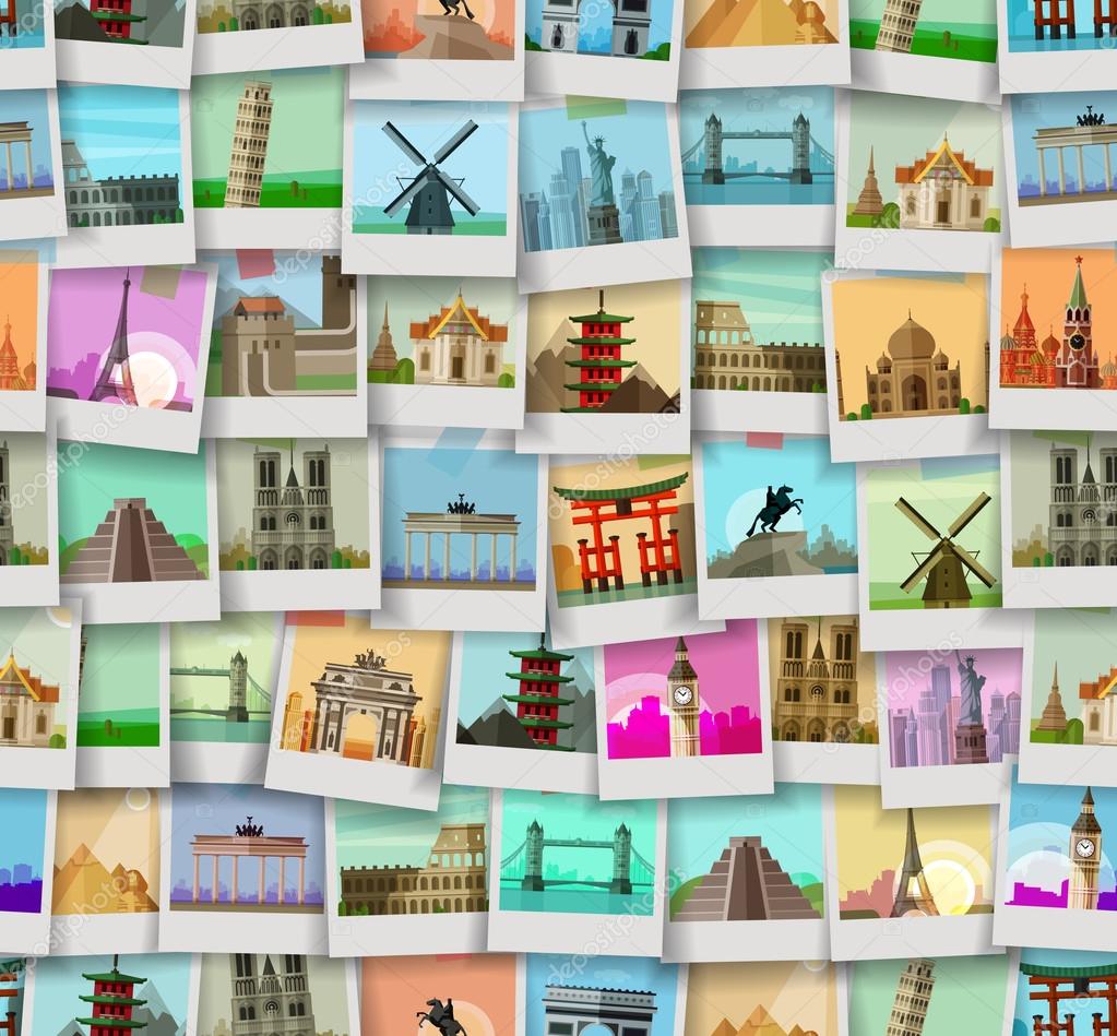 Journey. the collection of photos countries in the world. vector illustration