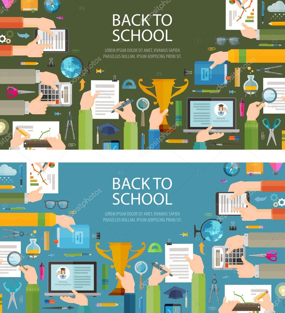 School and education on a dark background. vector illustration