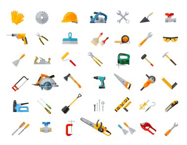 construction, tools icons set. vector illustration