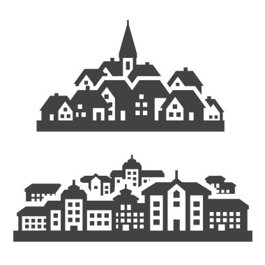 Şehir, kasaba Icons set. işaret ve sembolleri