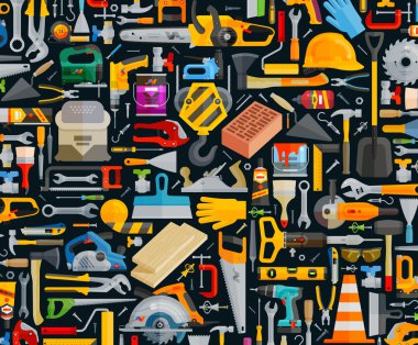 İnşaat ve onarım. çalışma araçları renk Icons set