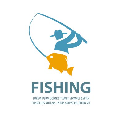 Balık tutma vektör logo tasarım şablonu. balıkçı, fisher, balık veya olta balıkçılığı, spor simgeleri
