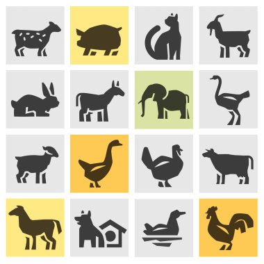 çiftlik hayvanları Icons set. işaret ve sembolleri