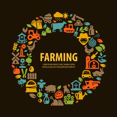 çiftlik Icons set. işaret ve sembolleri