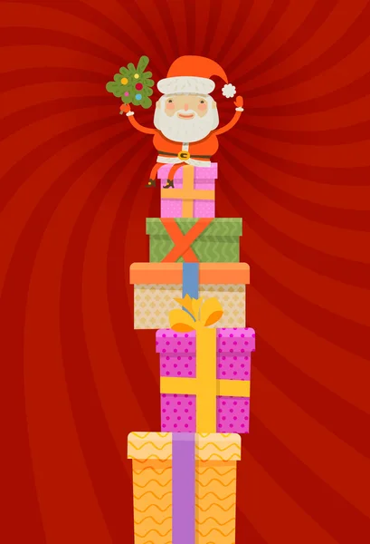 Feliz Navidad y feliz año nuevo. Santa Claus y regalos. ilustración vectorial — Vector de stock