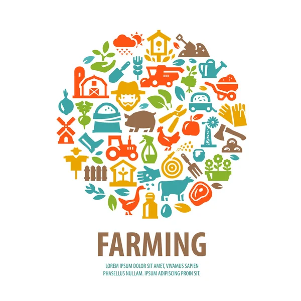 Farm vektor logotyp formgivningsmall. trädgårdsodling eller jordbruk ikoner — Stock vektor