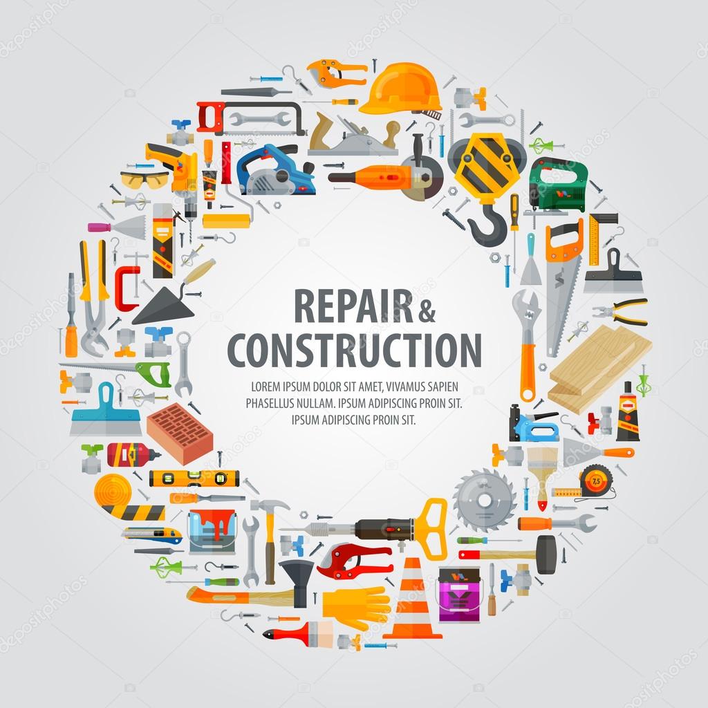 working tools vector logo design template. construction or repair icons