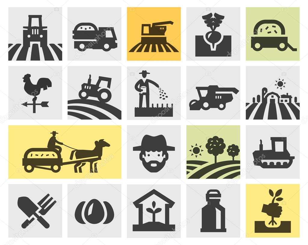 farming icons set. vector illustration